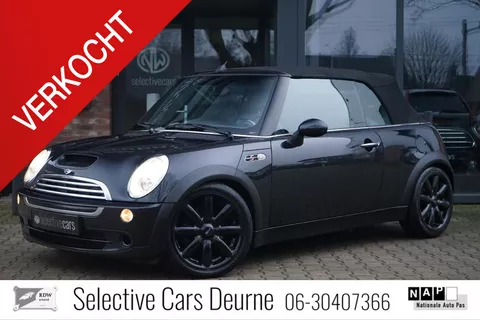 Mini Cabrio 1.6 , Leder, Cooper S pakket, Astro Black, Windscherm, V-maxx set, PDC, Youngtimer, 17''LM.